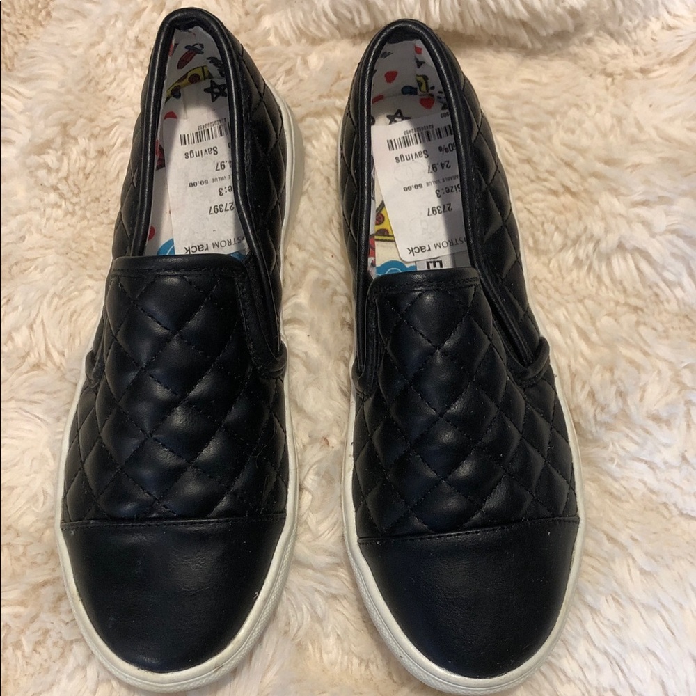 Black Quilted Slip-On Sneakers